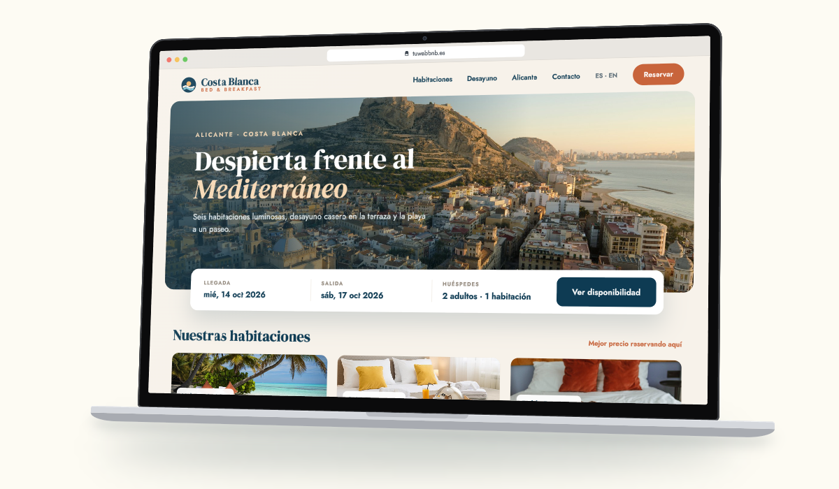 Vista previa de la web de un hotel